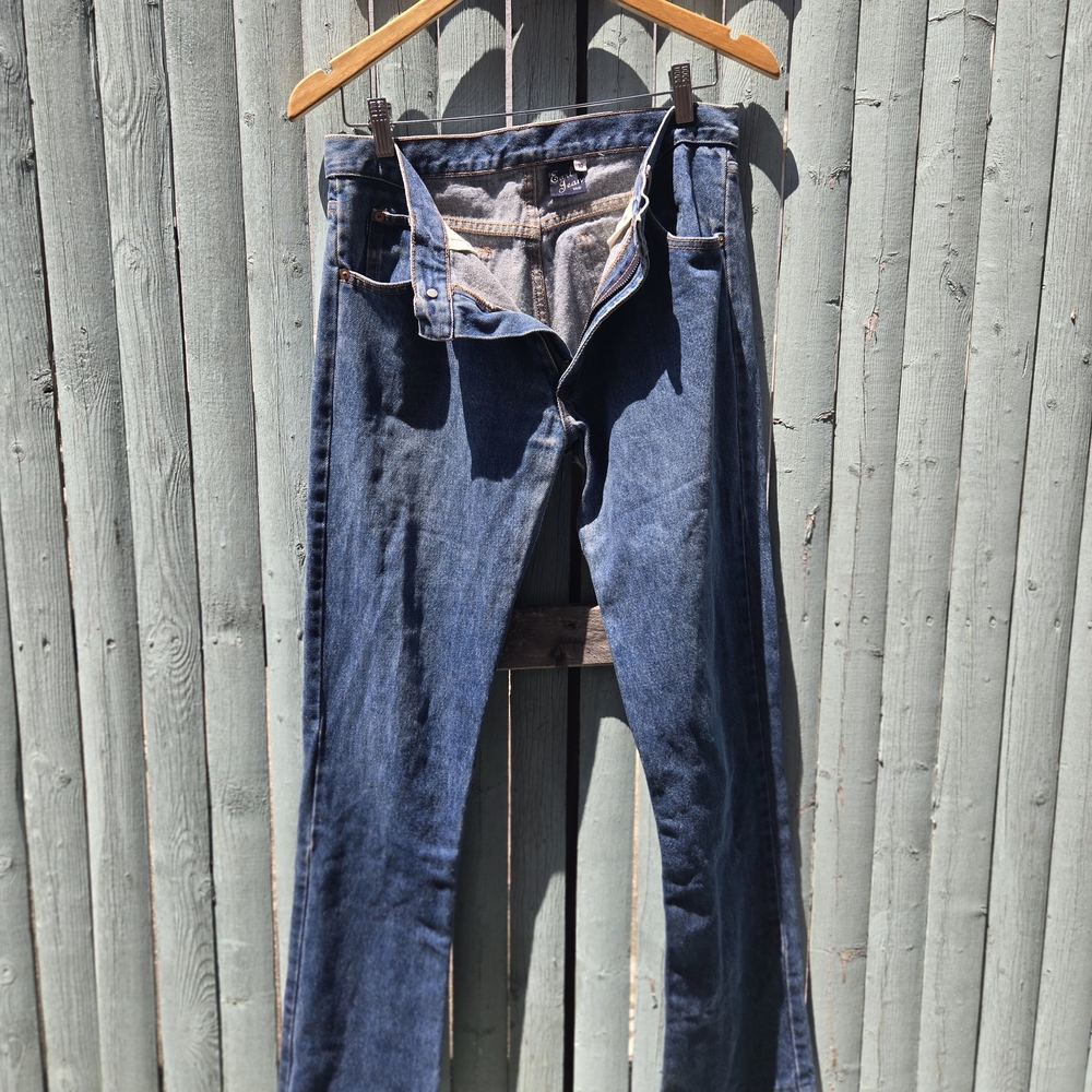 Earl Jean Straight Leg Jeans – Dark Wash, Distressed Hem, Size 10